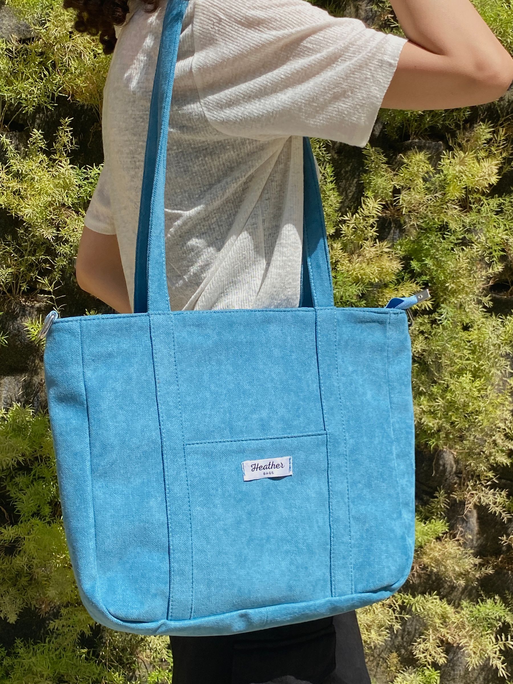 Heather blue canvas bag