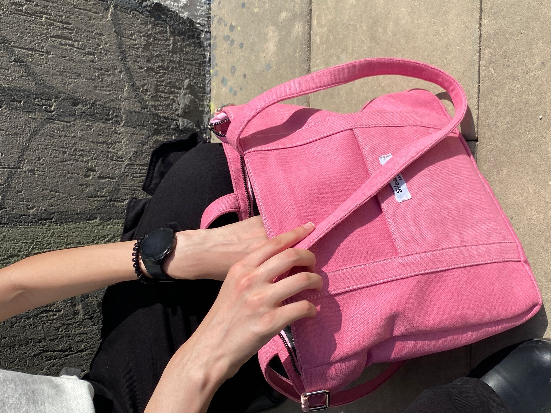 Heather pink canvas bag
