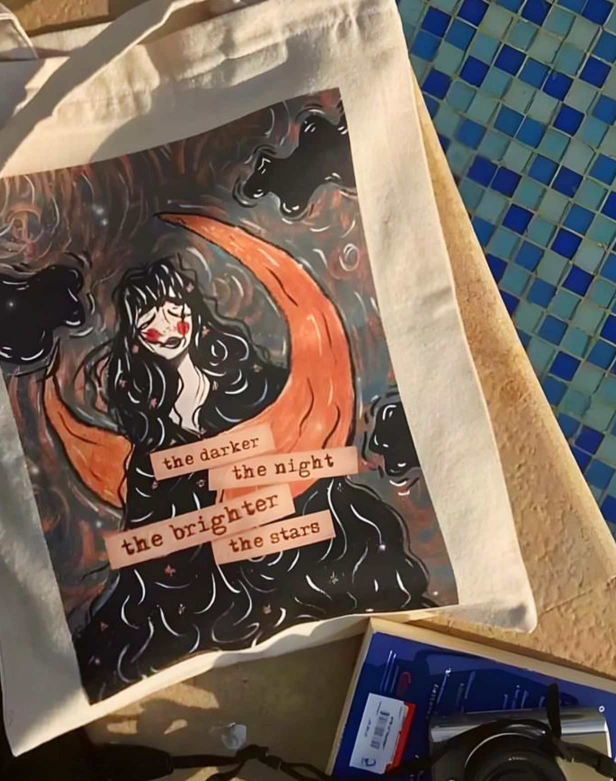 Heather moon girl tote bag