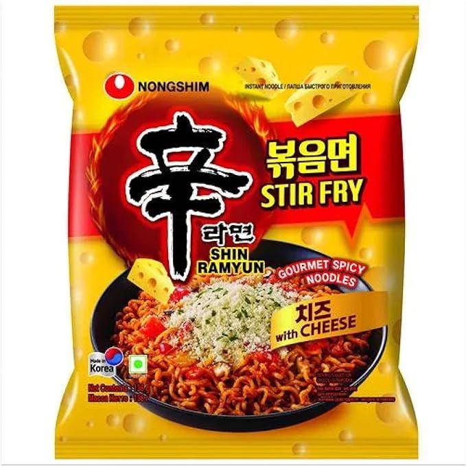 Nongshim Shin Ramyun Stir Fry Gourmet Spicy Noodles with Cheese,  136 g‏