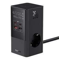 Baseus PowerCombo Tower Digital PowerStrip with 1.5m Power Cord EU Cluster Black