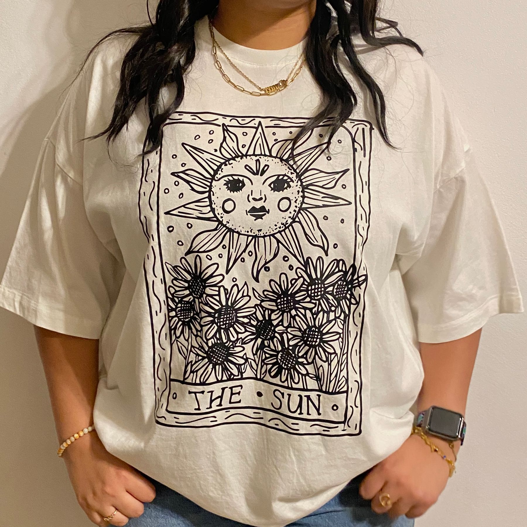 Heather white tarot sun shirt