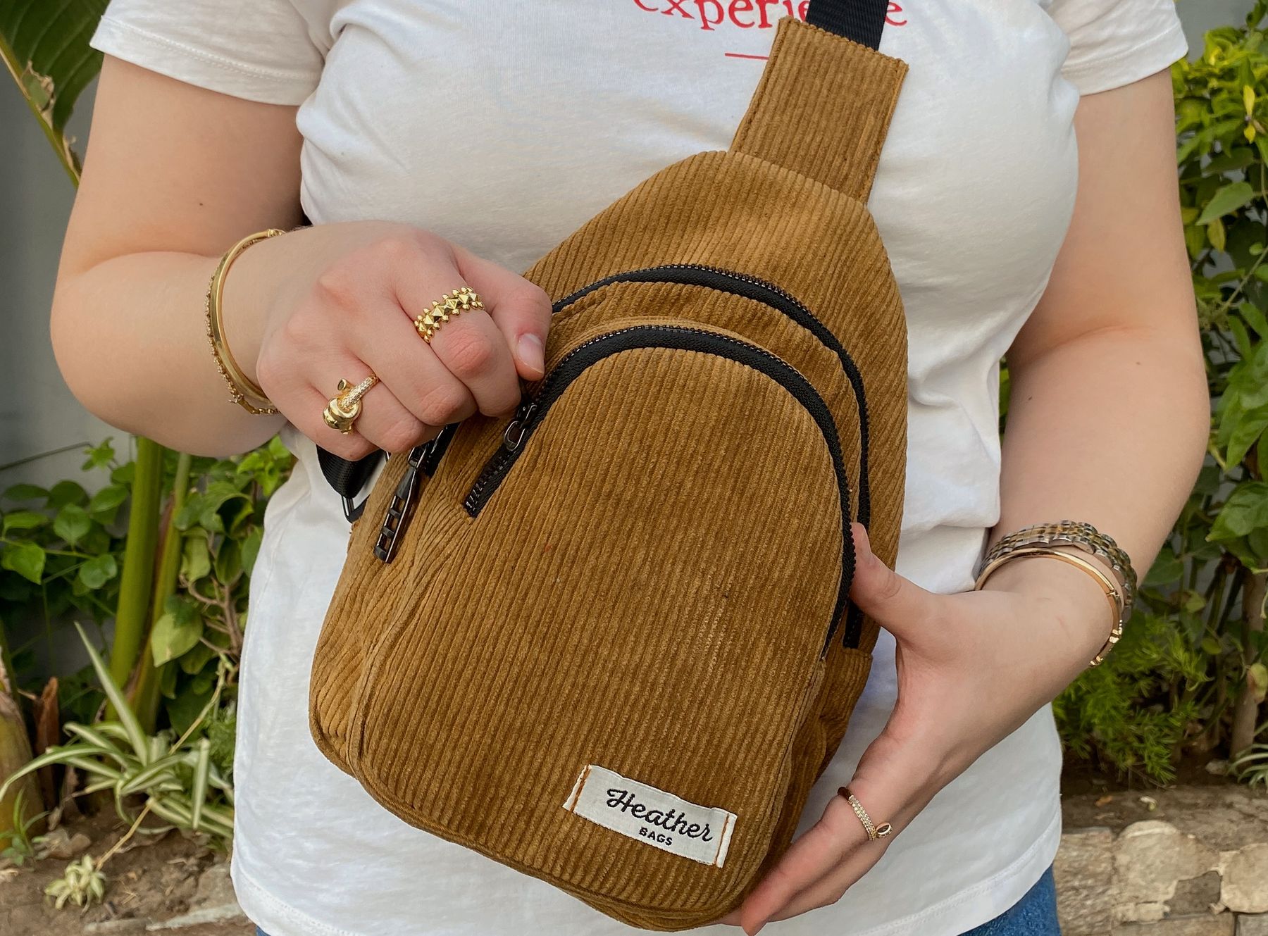 Honey brown crossbody sling bag