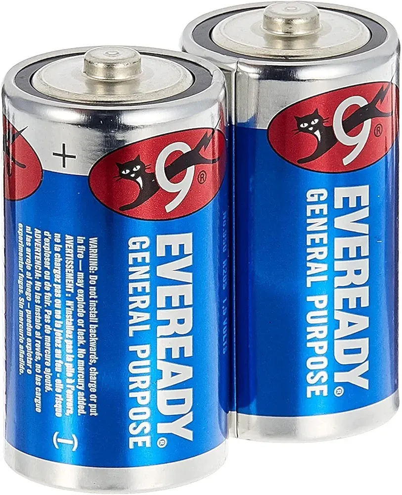 بطاريات Eveready Carbon Zinc-Shrink Pack - D، عبوة من قطعتين