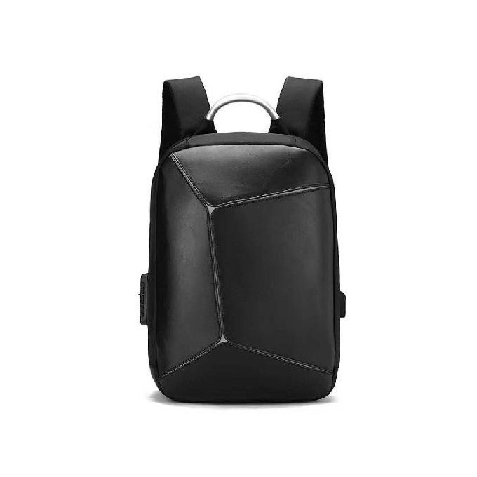 Leather Anti-Theft Backpack Lock USB Laptop Al Malem Al