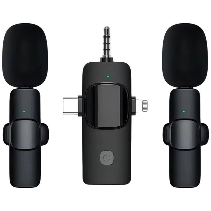 ميكروفون لاسلكي  2 ميك + ريسيفر – مناسب للموبايل والكاميرا