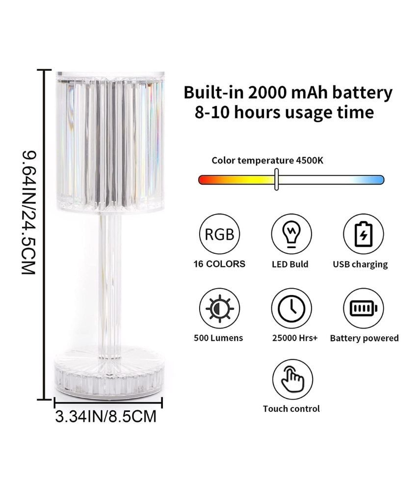 سعر عرض قطعتين من أباجورة كريستالية ذكية RGB باللمس T