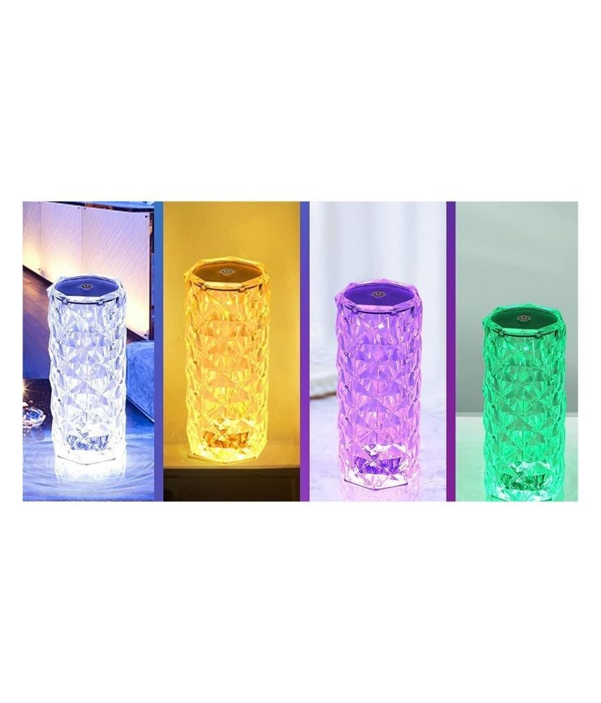 سعر عرض قطعتين من مصباح طاولة كريستالي LED باللمس مع 16 لون RGB وجهاز تحكم T