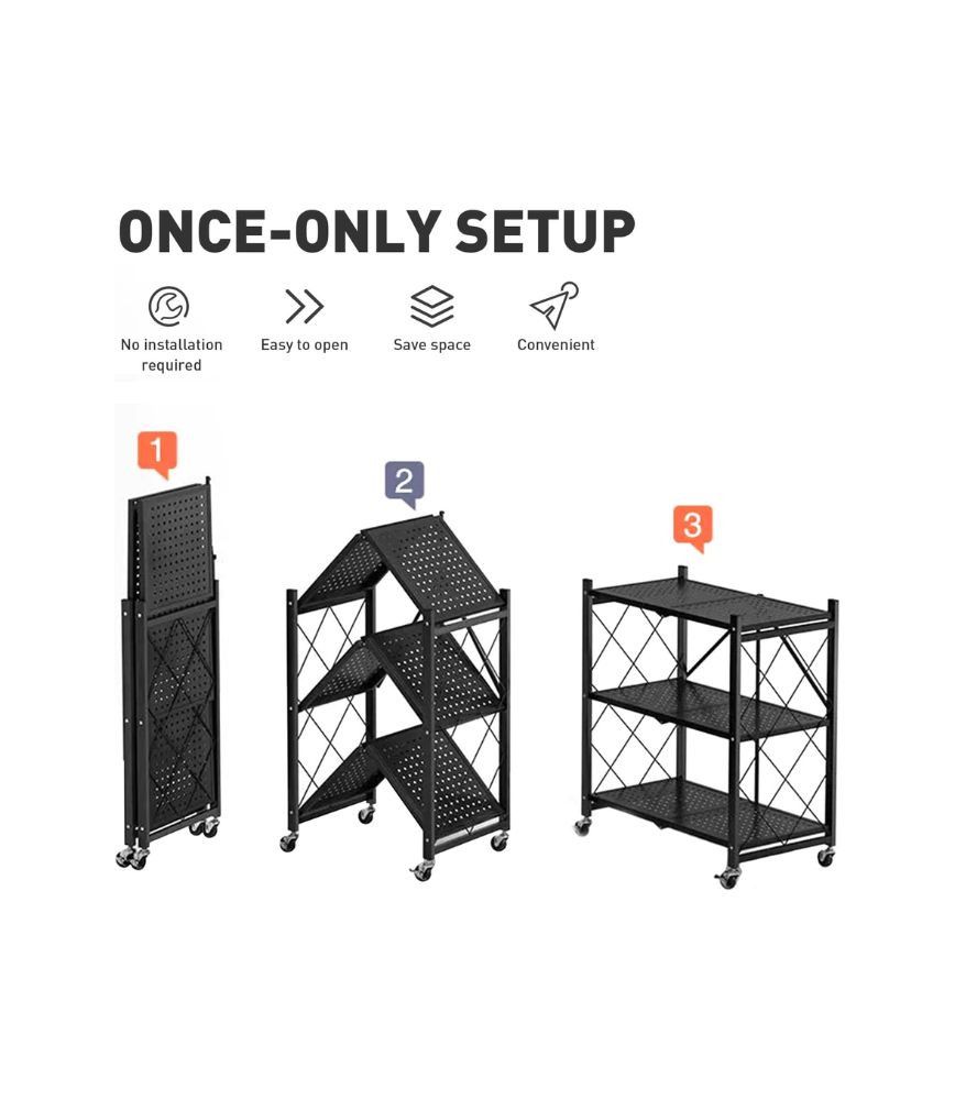 شراء رف تخزين معدني قابل للطي من 3 طبقات